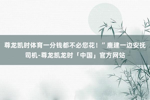 尊龙凯时体育一分钱都不必您花!”鹿建一边安抚司机-尊龙凯龙时「中国」官方网站