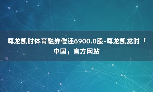 尊龙凯时体育融券偿还6900.0股-尊龙凯龙时「中国」官方网站