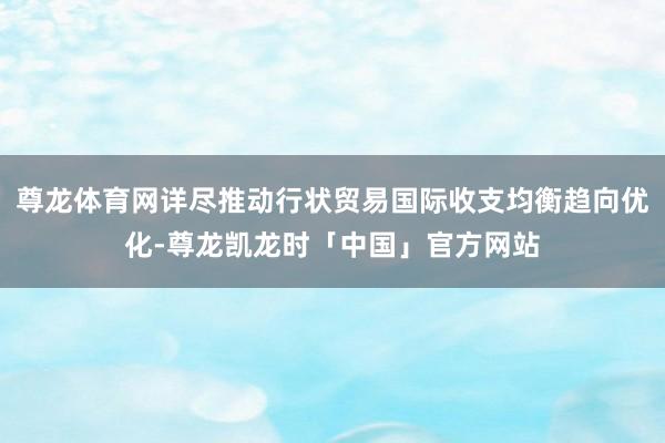 尊龙体育网详尽推动行状贸易国际收支均衡趋向优化-尊龙凯龙时「中国」官方网站