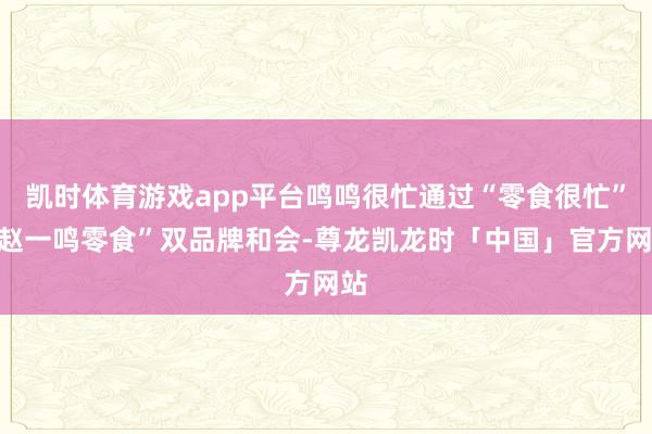 凯时体育游戏app平台鸣鸣很忙通过“零食很忙”“赵一鸣零食”双品牌和会-尊龙凯龙时「中国」官方网站