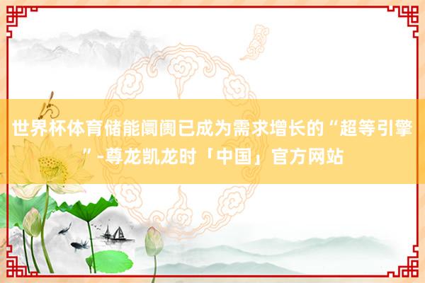 世界杯体育储能阛阓已成为需求增长的“超等引擎”-尊龙凯龙时「中国」官方网站