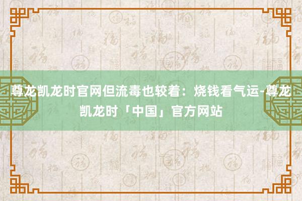 尊龙凯龙时官网但流毒也较着：烧钱看气运-尊龙凯龙时「中国」官方网站